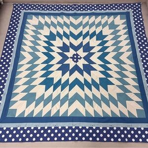 Handmade Double Carpenter’s Star Patchwork Cotton Quilt Top/Topper Queen Size